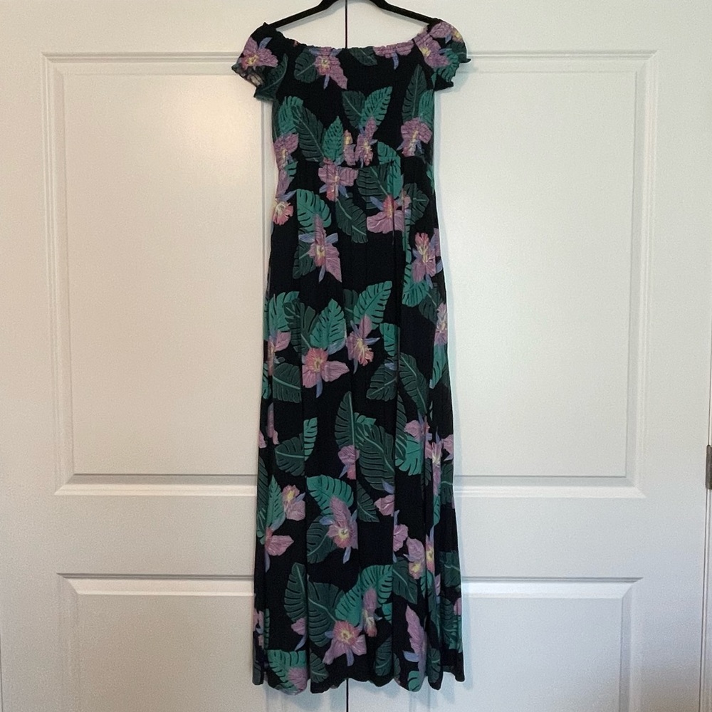Lulu’s smocked, off the shoulder maxi dress